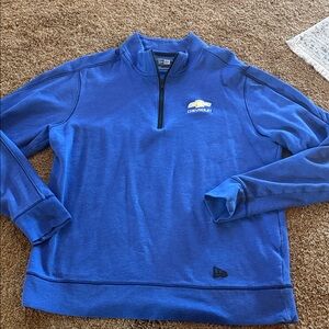 Men’s New Era blue 3/4 zip pullover Chevrolet logo long sleeve sz Large